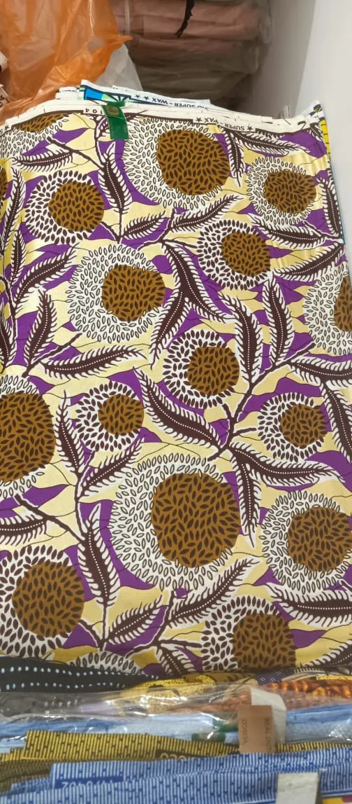 Pagne wax — Cercles dorés et violet