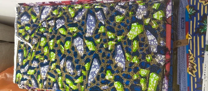 Pagne wax — Cristaux bleu et vert
